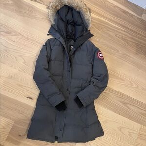Canada Goose Charcoal Puffer Coat with Fur Hood